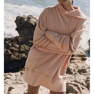 Free People Fp Movement At My Best Embroidered Sweatshirt Hoodie Top S 286439